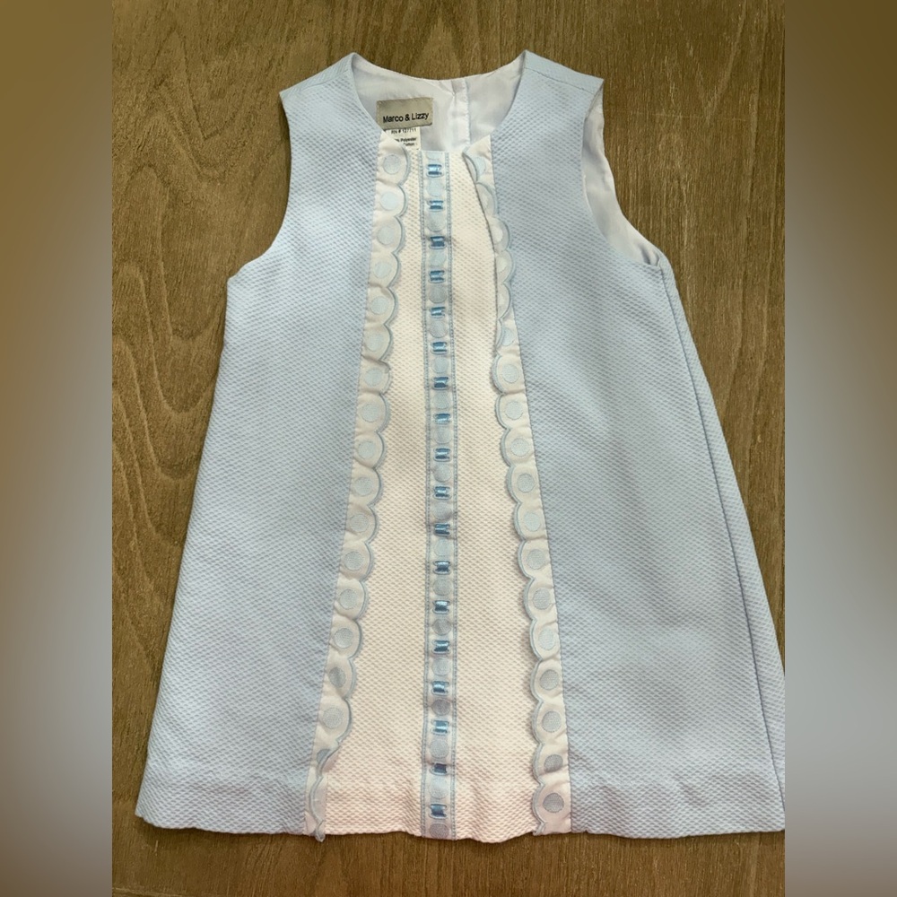 Marco & Lizzy blue ribbon pique dress size 4